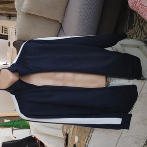 VINCE. track double zip up jacket black with white stripe mens XL